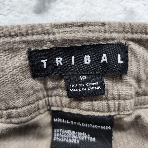 Tribal Pants Womens 10 Brown Mid Rise Straight Leg Stretch Cotton Preppy Casual - Picture 5 of 13